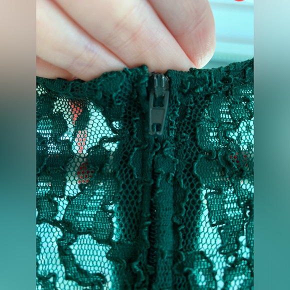 💚Vintage emerald Green Lace Dress Sen Shi Drop waist floral fringe - Picture 7 of 8